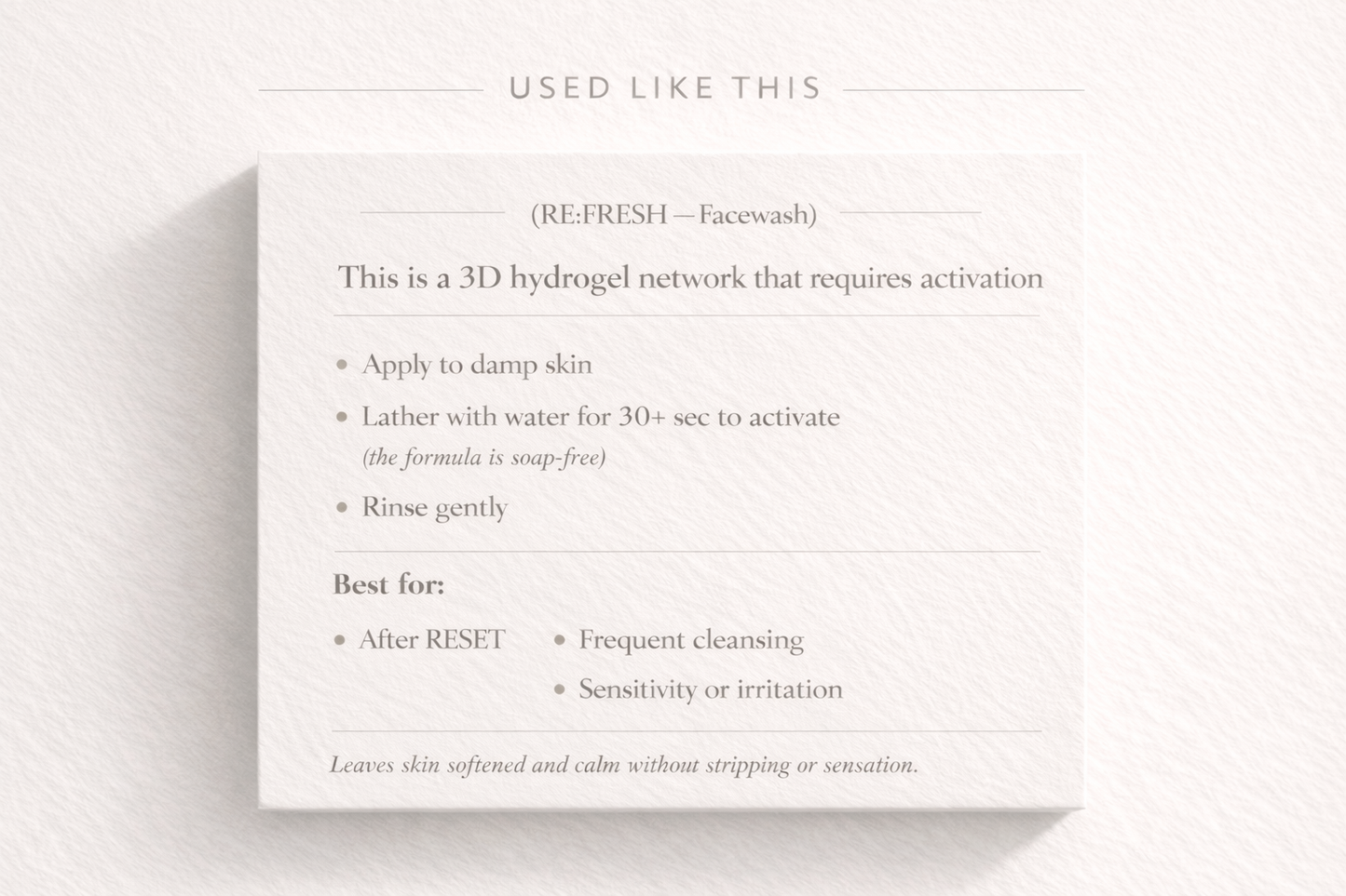 RE:FRESH-Biomimetic Face Wash